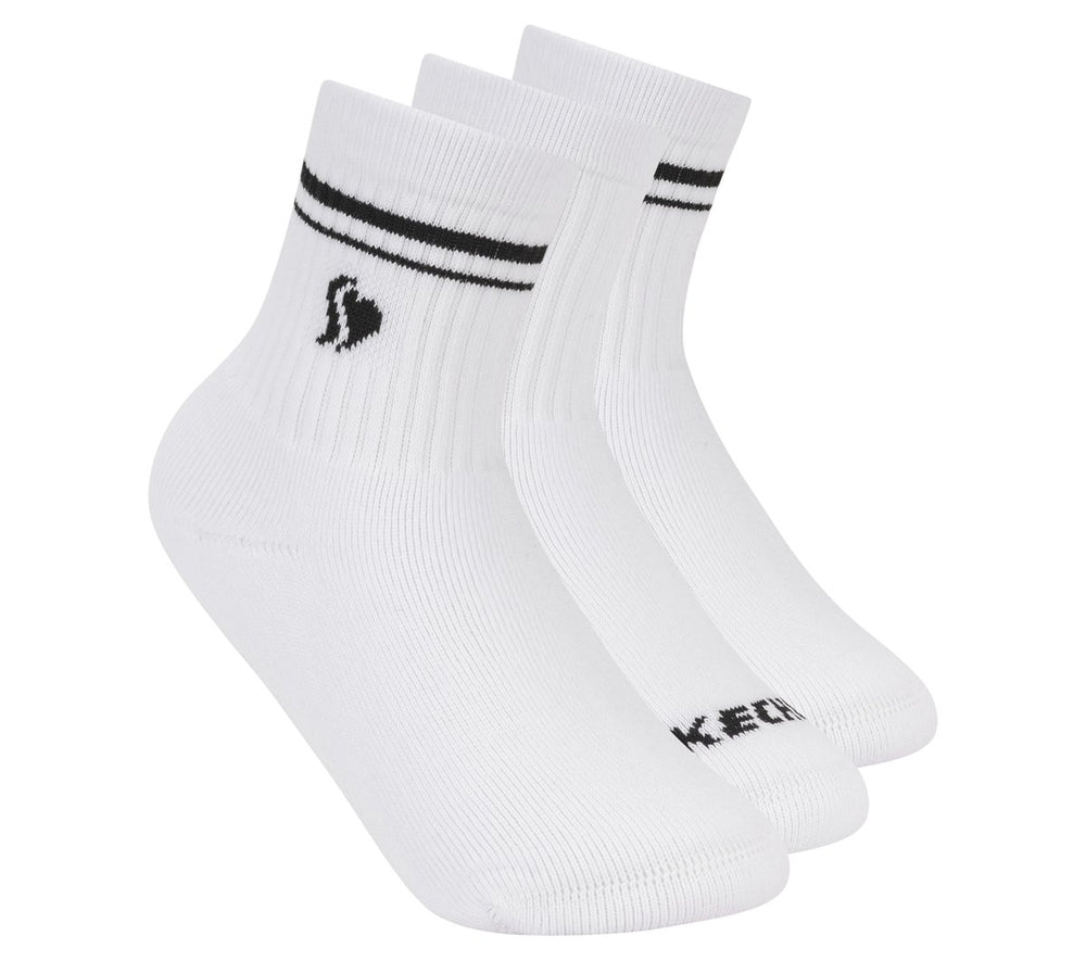 Skechers 3 Pack Girls' Low Crew Ribbed Socks